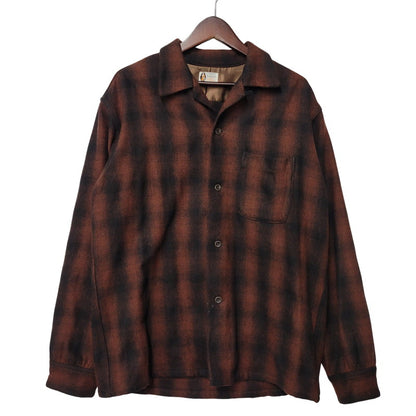 【中古品】【メンズ】 PENNY'S SPORTS ぺニーズ スポーツ OPEN COLLAR OMBRE CHECK SHIRT オープンカラー オンブレチェックシャツ 長袖 145-261008-as-12-izu サイズ：M カラー：ブラウン×ブラック 万代Net店