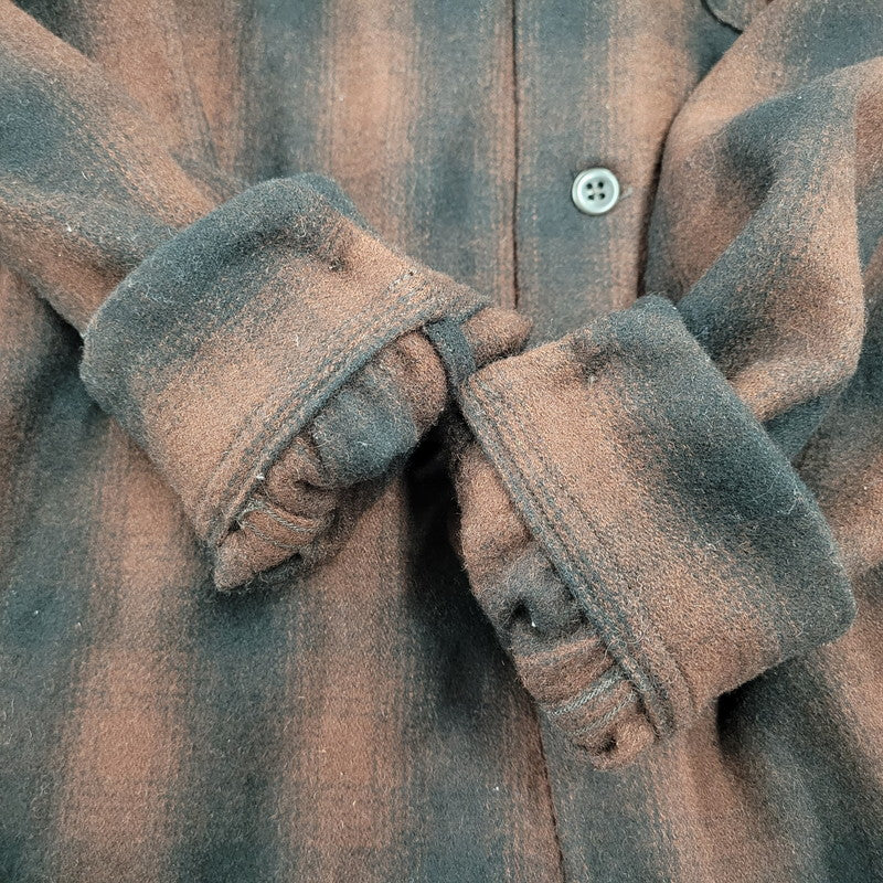 【中古品】【メンズ】 PENNY'S SPORTS ぺニーズ スポーツ OPEN COLLAR OMBRE CHECK SHIRT オープンカラー オンブレチェックシャツ 長袖 145-261008-as-12-izu サイズ：M カラー：ブラウン×ブラック 万代Net店