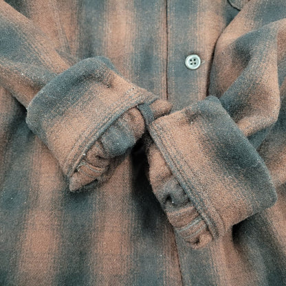 【中古品】【メンズ】 PENNY'S SPORTS ぺニーズ スポーツ OPEN COLLAR OMBRE CHECK SHIRT オープンカラー オンブレチェックシャツ 長袖 145-261008-as-12-izu サイズ：M カラー：ブラウン×ブラック 万代Net店