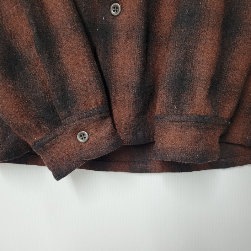 【中古品】【メンズ】 PENNY'S SPORTS ぺニーズ スポーツ OPEN COLLAR OMBRE CHECK SHIRT オープンカラー オンブレチェックシャツ 長袖 145-261008-as-12-izu サイズ：M カラー：ブラウン×ブラック 万代Net店