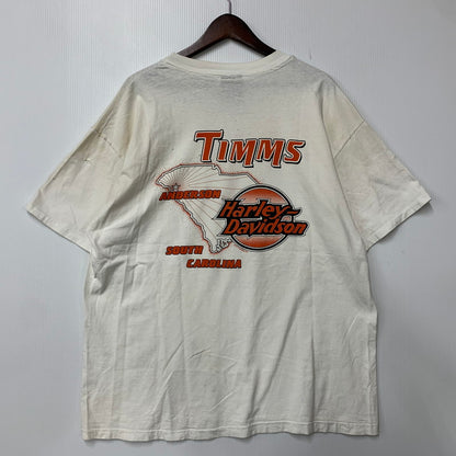 【現状渡し品】【メンズ】 HARLEY DAVIDSON ハーレーダビッドソン USA製 TIMMS S S TEE Tシャツ 半袖 146-261004-sm-09-izu サイズ：XL カラー：ホワイト 万代Net店