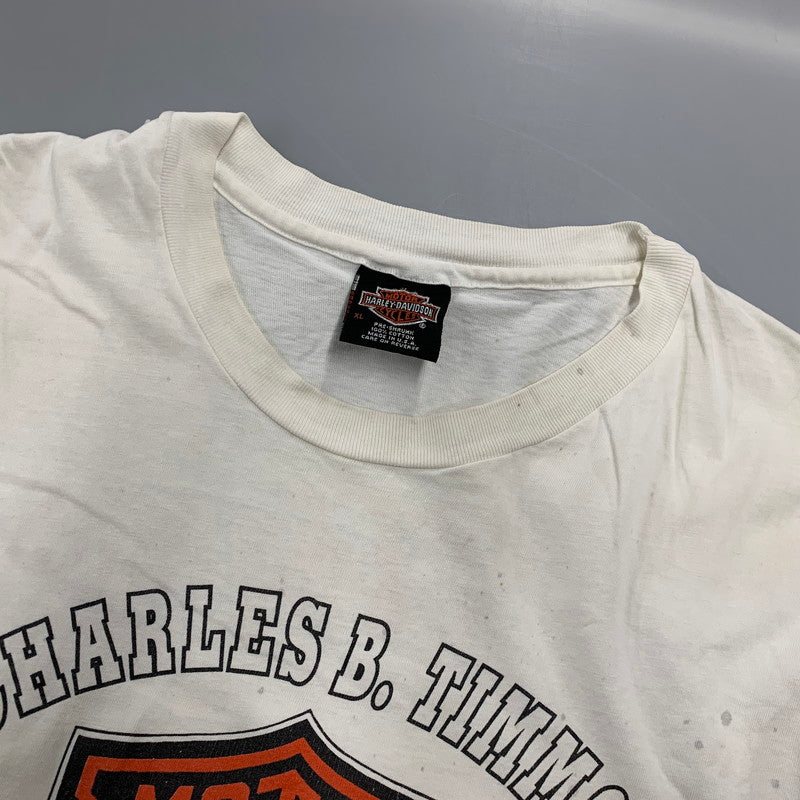 【現状渡し品】【メンズ】 HARLEY DAVIDSON ハーレーダビッドソン USA製 TIMMS S S TEE Tシャツ 半袖 146-261004-sm-09-izu サイズ：XL カラー：ホワイト 万代Net店