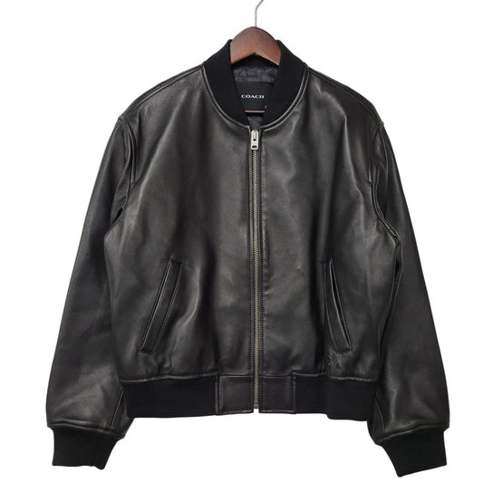 【中古品】【メンズ】 COACH コーチ CY562 SHEEP LEATHER シープ レザー BOMBER JACKET ボンバージャケット アウター トップス 141-261007-sm-13-izu サイズ：XS カラー：ブラック 万代Net店