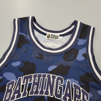 【中古品】【メンズ】 A BATHING APE アベイシングエイプ COLOR CAMO BASKETBALL TANK TOP 001VTI301019M カラーカモ バスケットボール タンクトップ 142-261004-as-02-izu サイズ：L カラー：ブルー系 万代Net店