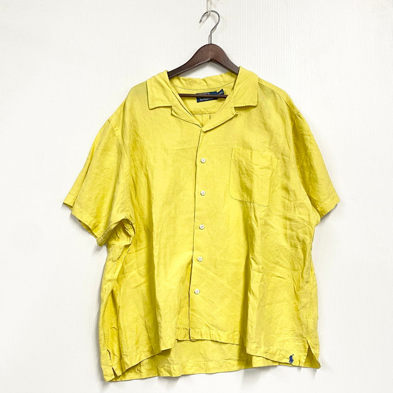 【中古品】【メンズ】 POLO BY RALPH LAUREN ポロバイラルフローレン 90S LINEN SILK OPEN COLLAR SS SHIRT リネン シルク オープン カラー ショートスリープ シャツ トップス 半袖 146-261003-ya-13-izu サイズ：XXL カラー：イエロー 万代Net店