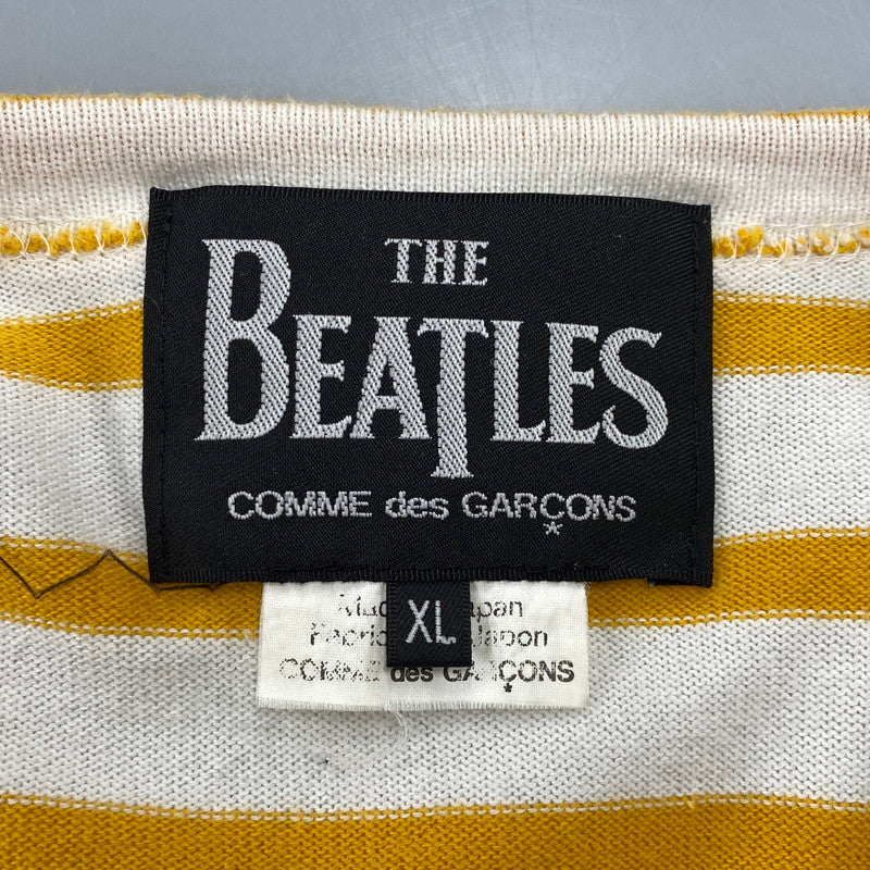 【中古品】【メンズ】 COMME DES GARCONS コムデギャルソン × THE BEATLES ビートルズ VZ-T042 BORDER LONG SLEEVE TEE ボーダー 長袖 Tシャツ 140-261004-sm-19-izu サイズ：XL カラー：ホワイト 万代Net店