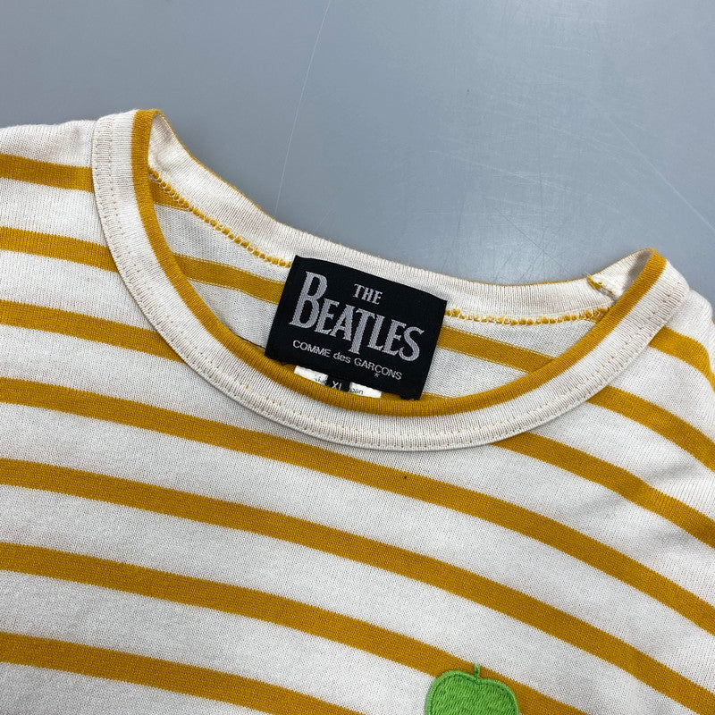 【中古品】【メンズ】 COMME DES GARCONS コムデギャルソン × THE BEATLES ビートルズ VZ-T042 BORDER LONG SLEEVE TEE ボーダー 長袖 Tシャツ 140-261004-sm-19-izu サイズ：XL カラー：ホワイト 万代Net店