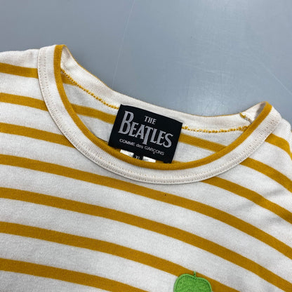 【中古品】【メンズ】 COMME DES GARCONS コムデギャルソン × THE BEATLES ビートルズ VZ-T042 BORDER LONG SLEEVE TEE ボーダー 長袖 Tシャツ 140-261004-sm-19-izu サイズ：XL カラー：ホワイト 万代Net店