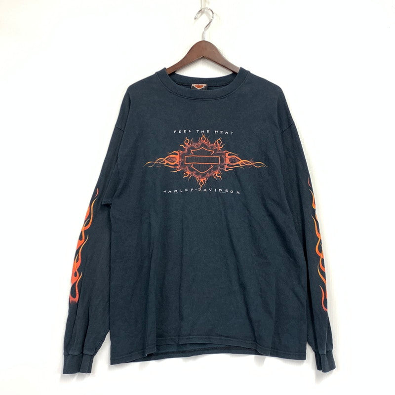 【中古品】【メンズ】 HARLEY-DAVIDSON ハーレーダビッドソン c1998 90S FLAME LS TEE フレイム ロングスリーブ Tシャツ トップス 長袖 146-261006-ya-12-izu サイズ：L カラー：ブラック 万代Net店