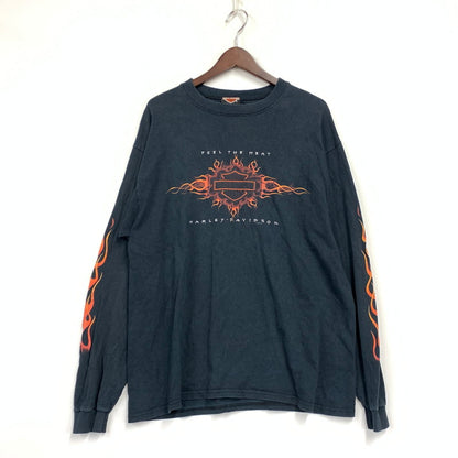 【中古品】【メンズ】 HARLEY-DAVIDSON ハーレーダビッドソン c1998 90S FLAME LS TEE フレイム ロングスリーブ Tシャツ トップス 長袖 146-261006-ya-12-izu サイズ：L カラー：ブラック 万代Net店