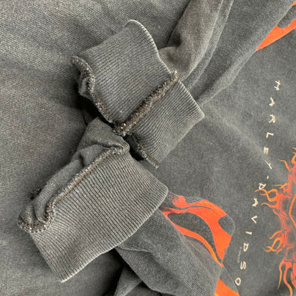 【中古品】【メンズ】 HARLEY-DAVIDSON ハーレーダビッドソン c1998 90S FLAME LS TEE フレイム ロングスリーブ Tシャツ トップス 長袖 146-261006-ya-12-izu サイズ：L カラー：ブラック 万代Net店