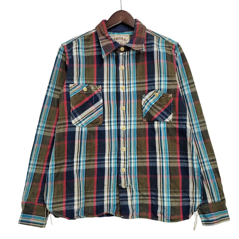 【中古品】【メンズ】 SAMURAI OVERALLS サムライオーバーオールズ HEAVY WESTERN CHECK SHIRT SNL11-02A ヘビー ウエスタン チェックシャツ 長袖 145-261004-as-03-izu サイズ：L カラー：マルチカラー 万代Net店