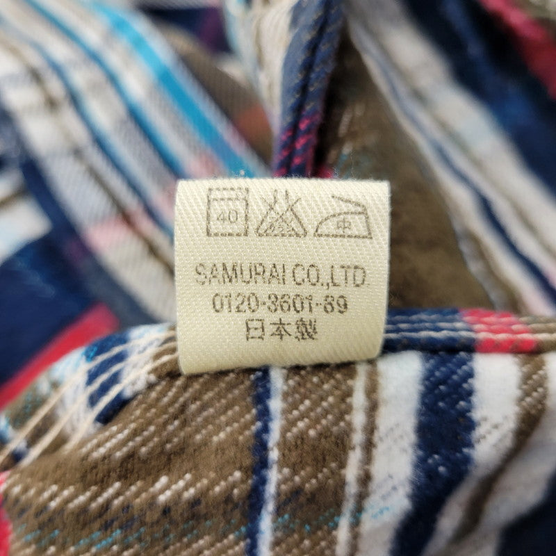 【中古品】【メンズ】 SAMURAI OVERALLS サムライオーバーオールズ HEAVY WESTERN CHECK SHIRT SNL11-02A ヘビー ウエスタン チェックシャツ 長袖 145-261004-as-03-izu サイズ：L カラー：マルチカラー 万代Net店