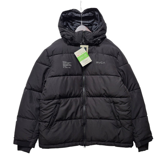 【中古美品】【メンズ】 RVCA ルーカ BF042760 BACK PRINT PUFFER JKT バック プリント パファー ジャケット アウター 142-261005-cs-09-izu サイズ：L カラー：ブラック 万代Net店