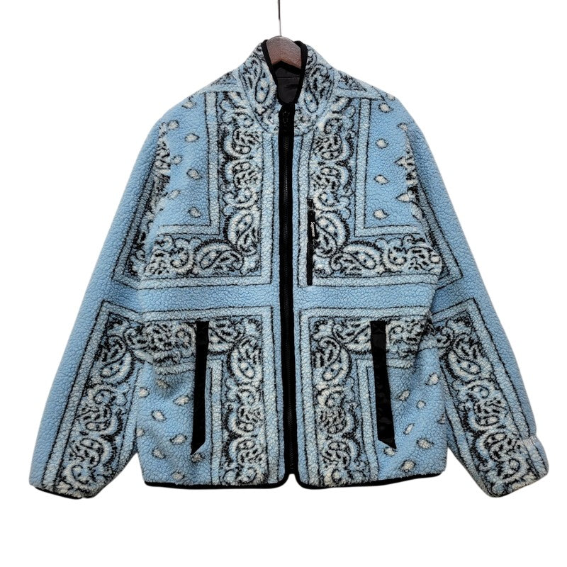 【中古品】【メンズ】 SUPREME シュプリーム 19FW REVERSIBLE BANDANA FLEECE JACKET リバーシブル バンダナ フリース ジャケット アウター 149-261005-cs-12-izu サイズ：L カラー：ライトブルー×ブラック 万代Net店