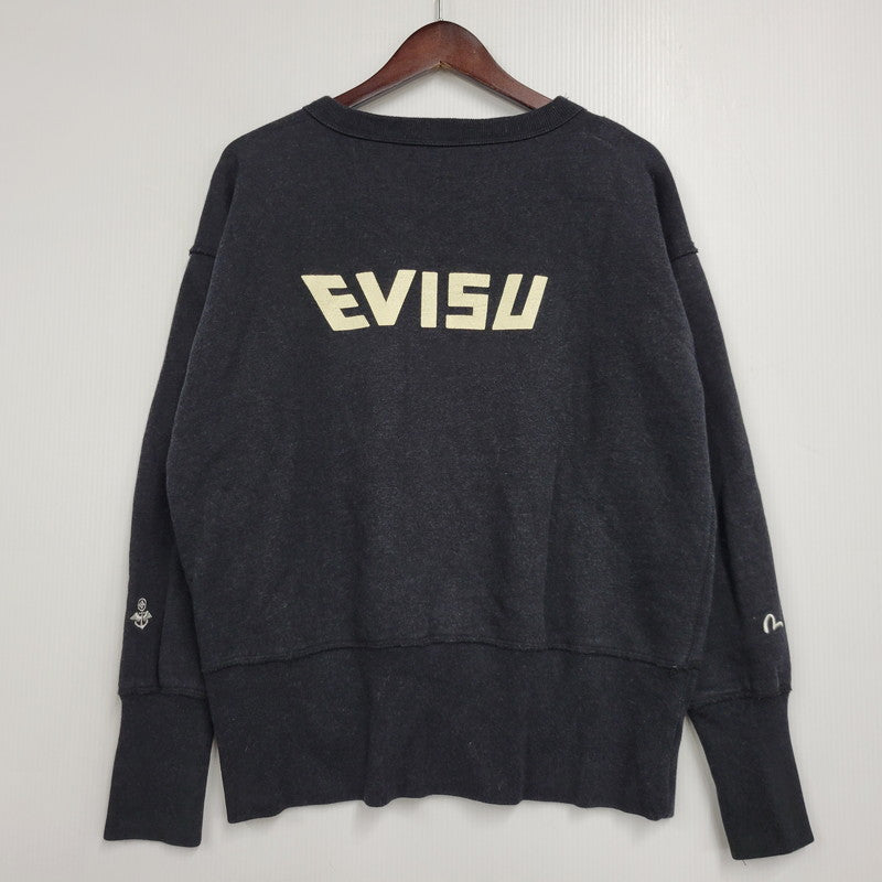 【中古品】【メンズ】 EVISU エヴィス LOGO SWEATSHIRT ロゴ スウェットシャツ トップス 145-261011-kh-14-izu サイズ：38 カラー：ブラック 万代Net店