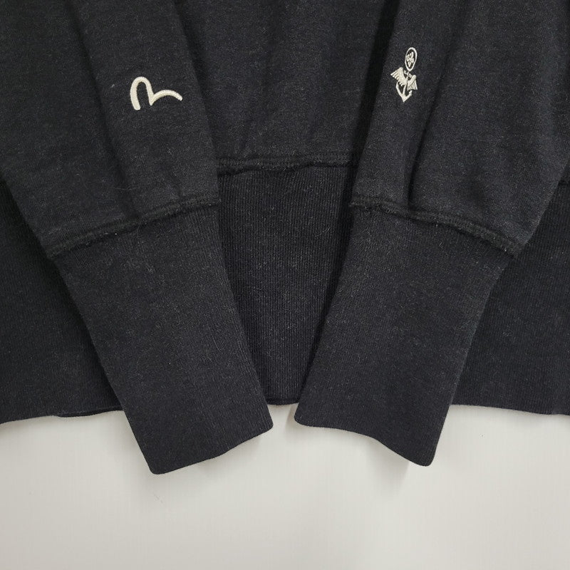 【中古品】【メンズ】 EVISU エヴィス LOGO SWEATSHIRT ロゴ スウェットシャツ トップス 145-261011-kh-14-izu サイズ：38 カラー：ブラック 万代Net店
