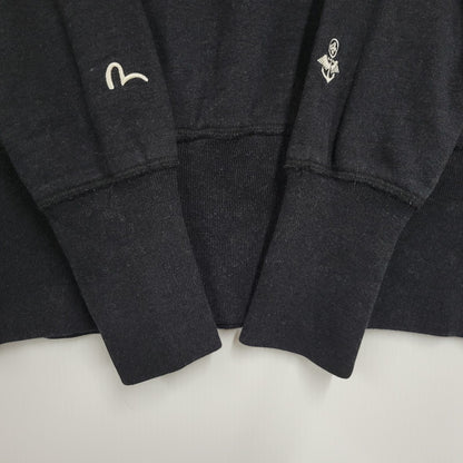 【中古品】【メンズ】 EVISU エヴィス LOGO SWEATSHIRT ロゴ スウェットシャツ トップス 145-261011-kh-14-izu サイズ：38 カラー：ブラック 万代Net店