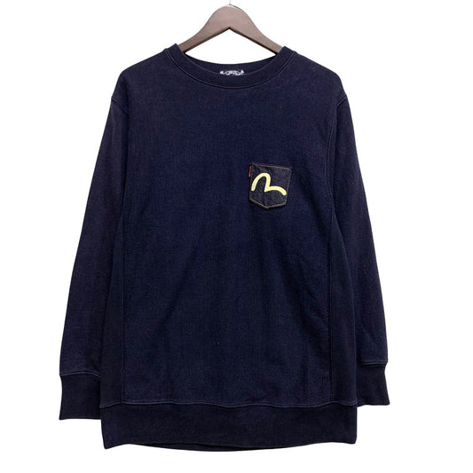 【中古品】【メンズ】 EVISU エヴィス DENIM POCKET デニム ポケットSWEATSHIRT スウェット シャツ アウター 145-261006-sm-10-izu サイズ：40 カラー：ネイビー 万代Net店