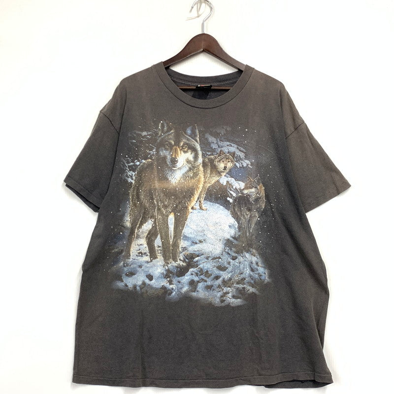 【中古品】【メンズ】 3D EMBLEM エンブレム USA製 両シングル 90S ANIMAL SS TEE アニマル ショートスリープ Tシャツ トップス 半袖 146-261006-ya-11-izu サイズ：XL カラー：チャコール 万代Net店