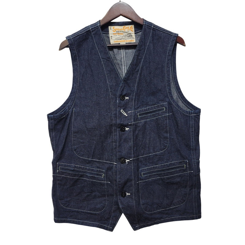 【中古品】【メンズ】 SUGARCANE シュガーケーン SC1570 11OZ BLUE DENIM WORK VEST ブルー デニム ワーク ベスト アウター 145-261005-cs-02-izu サイズ：40 カラー：インディゴ 万代Net店