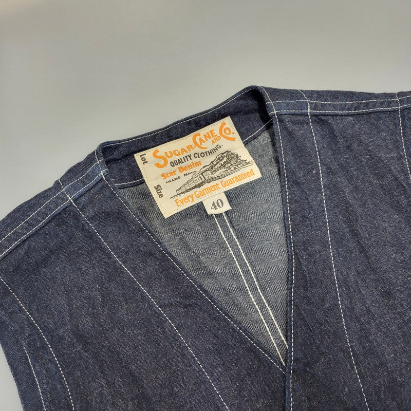 【中古品】【メンズ】 SUGARCANE シュガーケーン SC1570 11OZ BLUE DENIM WORK VEST ブルー デニム ワーク ベスト アウター 145-261005-cs-02-izu サイズ：40 カラー：インディゴ 万代Net店