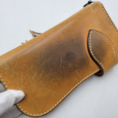 【中古品】【メンズ】 SAAD サード SUNSYMBOL CONCHO LEATHER BIKERS WALLET サンシンボル コンチョ レザー バイカーズ ウォレット 財布 長財布 200-261006-cs-19-izu カラー：キャメル 万代Net店