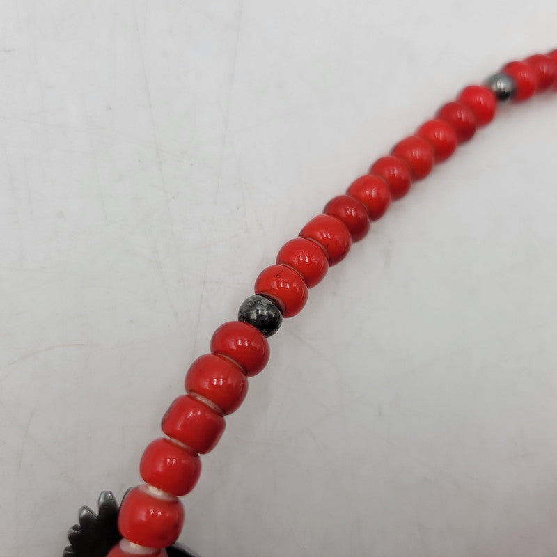 【中古品】【メンズ】 SAAD サード 925 EAGLE＆FEATHER CUSTOM NECKLACE イーグル フェザー カスタム ネックレス アクセサリー 191-261006-cs-20-izu カラー：レッド×シルバー 万代Net店