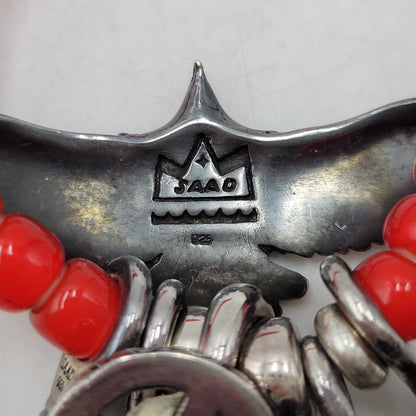 【中古品】【メンズ】 SAAD サード 925 EAGLE＆FEATHER CUSTOM NECKLACE イーグル フェザー カスタム ネックレス アクセサリー 191-261006-cs-20-izu カラー：レッド×シルバー 万代Net店