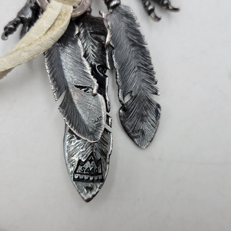 【中古品】【メンズ】 SAAD サード 925 EAGLE＆FEATHER CUSTOM NECKLACE イーグル フェザー カスタム ネックレス アクセサリー 191-261006-cs-20-izu カラー：レッド×シルバー 万代Net店