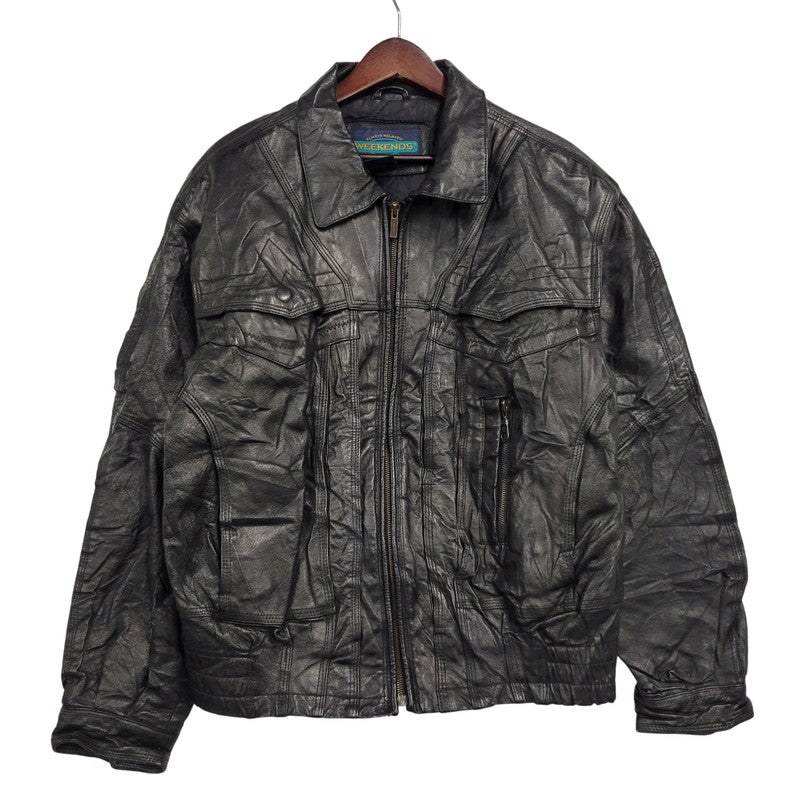 【中古品】【メンズ】 WEEKENDS ウィークエンド LEATHER JACKET レザージャケット アウタートップス 146-261010-sm-09-izu サイズ：M カラー：ブラック 万代Net店