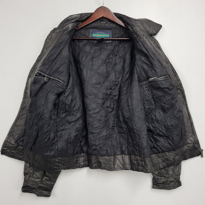 【中古品】【メンズ】 WEEKENDS ウィークエンド LEATHER JACKET レザージャケット アウタートップス 146-261010-sm-09-izu サイズ：M カラー：ブラック 万代Net店