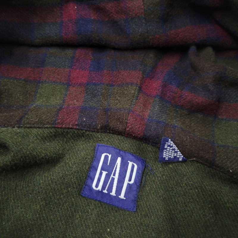 【中古品】【メンズ】 GAP ギャップ 香港製 WOOL CHECK HOODIE ウールチェック フーディー アウター トップス 146-261007-sm-07-izu サイズ：L カラー：カーキ 万代Net店