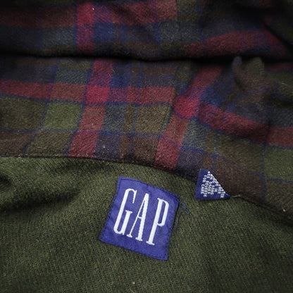 【中古品】【メンズ】 GAP ギャップ 香港製 WOOL CHECK HOODIE ウールチェック フーディー アウター トップス 146-261007-sm-07-izu サイズ：L カラー：カーキ 万代Net店
