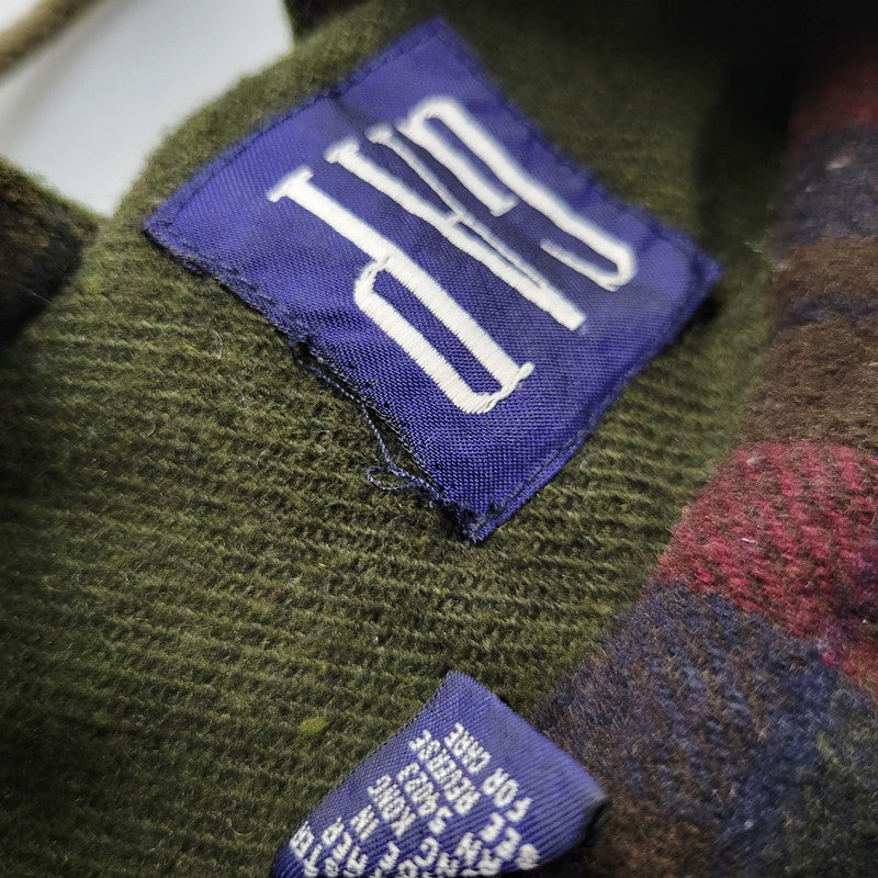 【中古品】【メンズ】 GAP ギャップ 香港製 WOOL CHECK HOODIE ウールチェック フーディー アウター トップス 146-261007-sm-07-izu サイズ：L カラー：カーキ 万代Net店