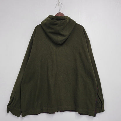 【中古品】【メンズ】 GAP ギャップ 香港製 WOOL CHECK HOODIE ウールチェック フーディー アウター トップス 146-261007-sm-07-izu サイズ：L カラー：カーキ 万代Net店