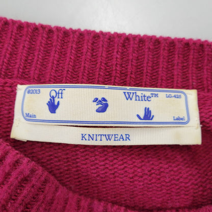 【中古品】【メンズ】 OFF-WHITE オフホワイト OMHA036R21KNI001 MAGLIONE DIAG BRUSHED CREW NECK マリオーネ ディアグ ブラッシュド クルーネック トップス 長袖 142-261007-ya-12-izu サイズ：XL カラー：ワインレッド 万代Net店
