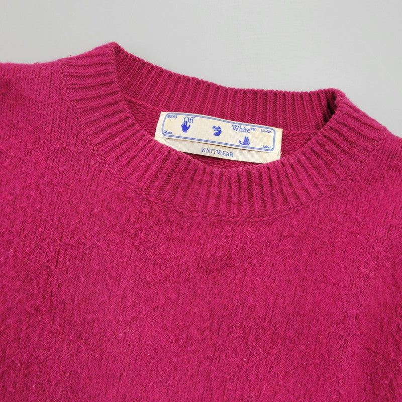 【中古品】【メンズ】 OFF-WHITE オフホワイト OMHA036R21KNI001 MAGLIONE DIAG BRUSHED CREW NECK マリオーネ ディアグ ブラッシュド クルーネック トップス 長袖 142-261007-ya-12-izu サイズ：XL カラー：ワインレッド 万代Net店