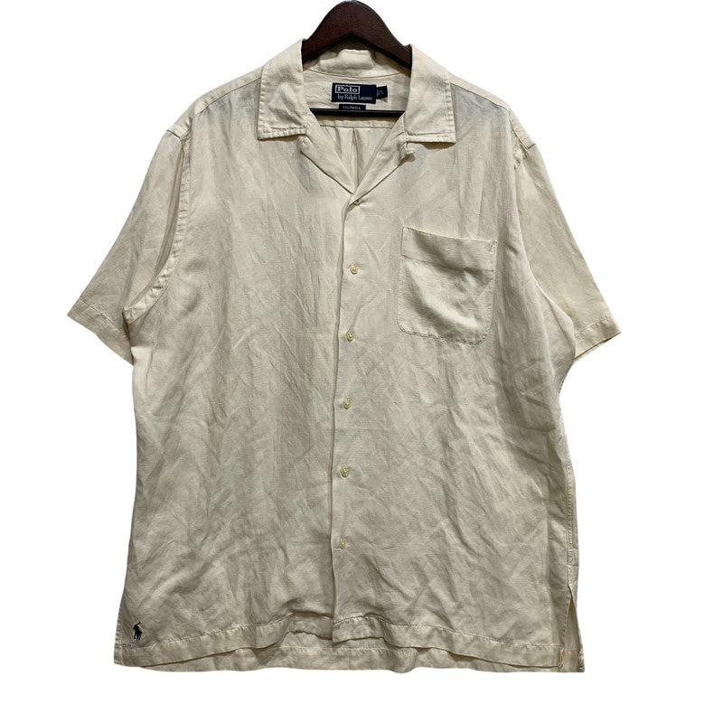 【中古品】【メンズ】 POLO RALPH LAUREN ポロ・ラルフローレン CALDWELL SILK LINEN SS SHIRT シルク リネン ショートスリーブ シャツ トップス 146-261008-kh-05-izu サイズ：L カラー：アイボリー系 万代Net店