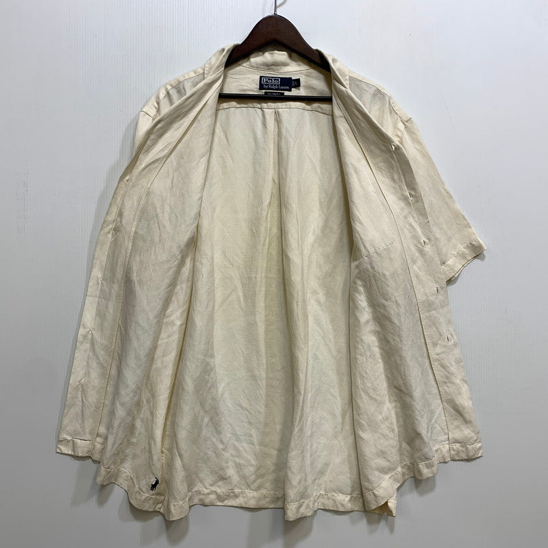【中古品】【メンズ】 POLO RALPH LAUREN ポロ・ラルフローレン CALDWELL SILK LINEN SS SHIRT シルク リネン ショートスリーブ シャツ トップス 146-261008-kh-05-izu サイズ：L カラー：アイボリー系 万代Net店