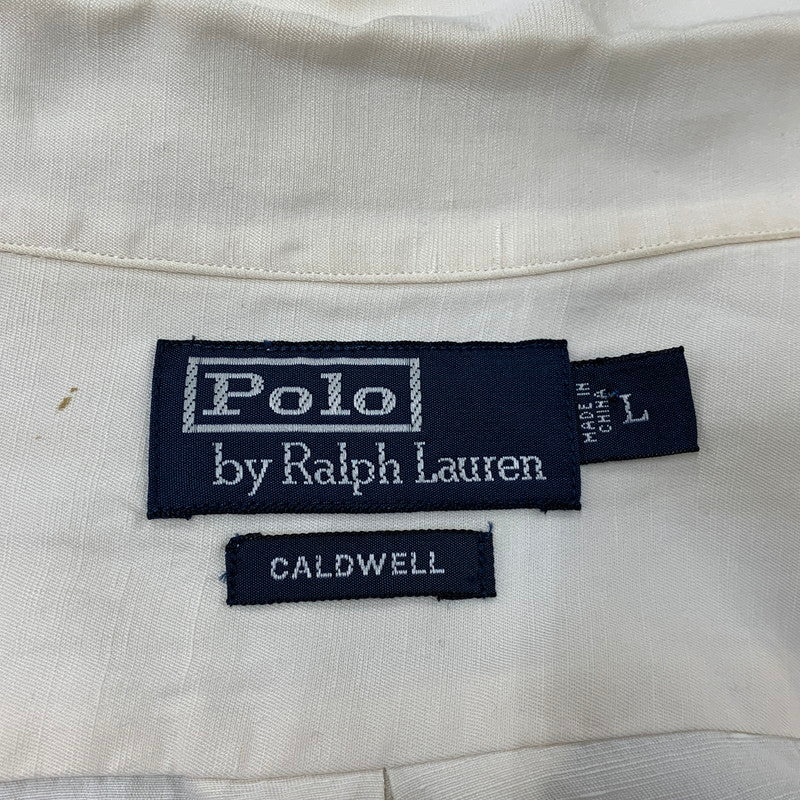 【中古品】【メンズ】 POLO RALPH LAUREN ポロ・ラルフローレン CALDWELL SILK LINEN SS SHIRT シルク リネン ショートスリーブ シャツ トップス 146-261008-kh-05-izu サイズ：L カラー：アイボリー系 万代Net店