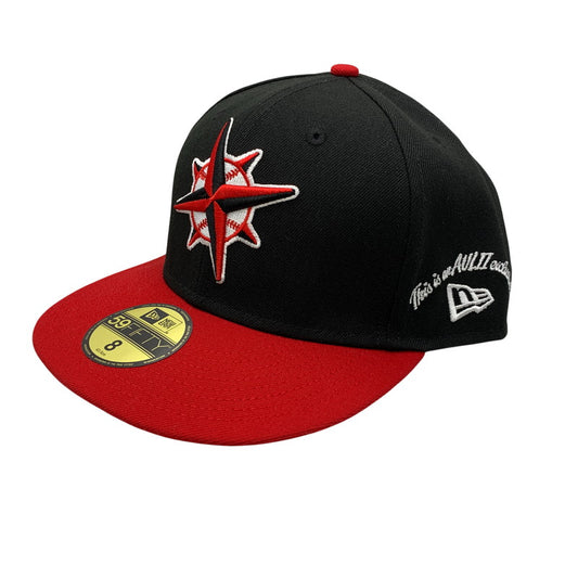 【中古品】【メンズ/レディース】 NEW ERA ニューエラ 59FIFTY SEATTLE MARINERS 30TH ANNIVERSARY CAP シアトル マリナーズ 30周年 アニバーサリー キャップ 帽子 185-261013-kh-11-izu サイズ：8 (63.5cm) カラー：ブラック×レッド 万代Net店