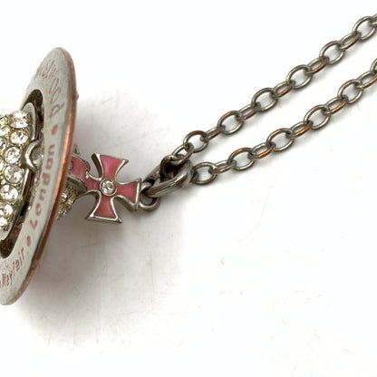 【現状渡し品】【メンズ/レディース】 VIVIENNE WESTWOOD ヴィヴィアンウエストウッド PAVE 3D ORB NECKLACE パヴェ オーブ ネックレス アクセサリー 192-261013-kh-13-izu カラー：シルバー×ピンク 万代Net店