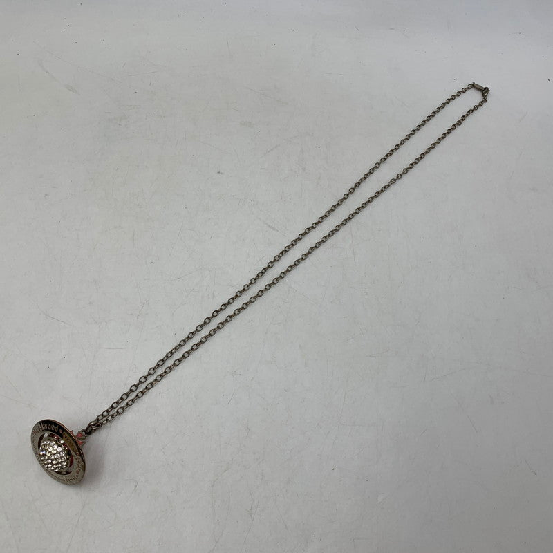 【現状渡し品】【メンズ/レディース】 VIVIENNE WESTWOOD ヴィヴィアンウエストウッド PAVE 3D ORB NECKLACE パヴェ オーブ ネックレス アクセサリー 192-261013-kh-13-izu カラー：シルバー×ピンク 万代Net店