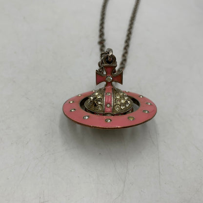 【現状渡し品】【メンズ/レディース】 VIVIENNE WESTWOOD ヴィヴィアンウエストウッド PAVE 3D ORB NECKLACE パヴェ オーブ ネックレス アクセサリー 192-261013-kh-13-izu カラー：シルバー×ピンク 万代Net店