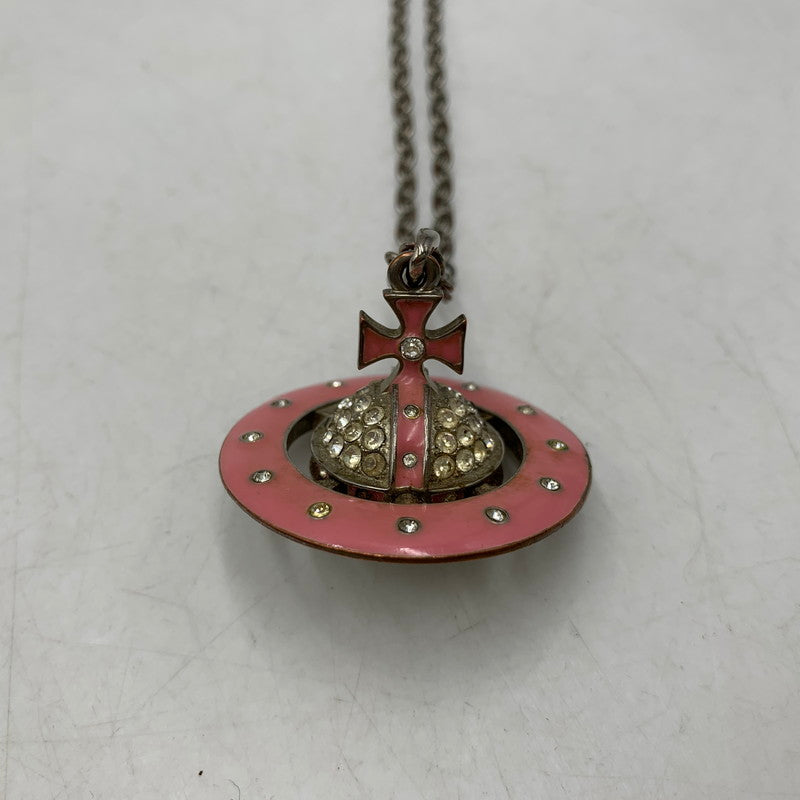 【現状渡し品】【メンズ/レディース】 VIVIENNE WESTWOOD ヴィヴィアンウエストウッド PAVE 3D ORB NECKLACE パヴェ オーブ ネックレス アクセサリー 192-261013-kh-13-izu カラー：シルバー×ピンク 万代Net店