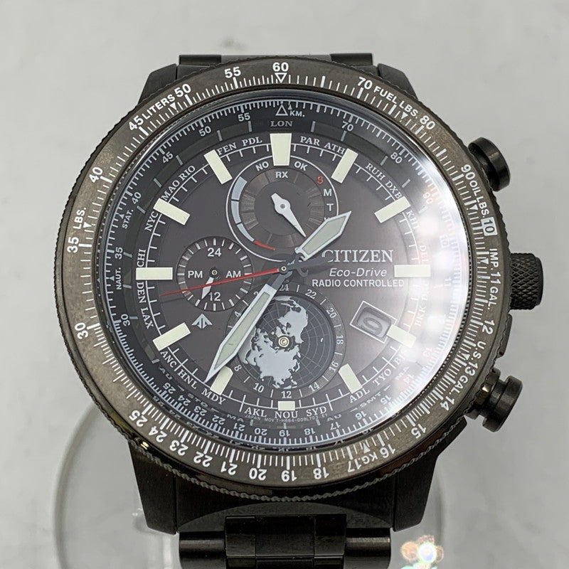 【中古品】【メンズ/レディース】 CITIZEN シチズン H864-006M004 BY3005-56G PROMASTER SKY SERIES ECO DRIVE SOLAR QUARTZ プロマスター スカイ シリーズ エコ ドライブ ソーラー クオーツ 腕時計 197-261009-cs-07-izu カラー：ブラック系 万代Net店