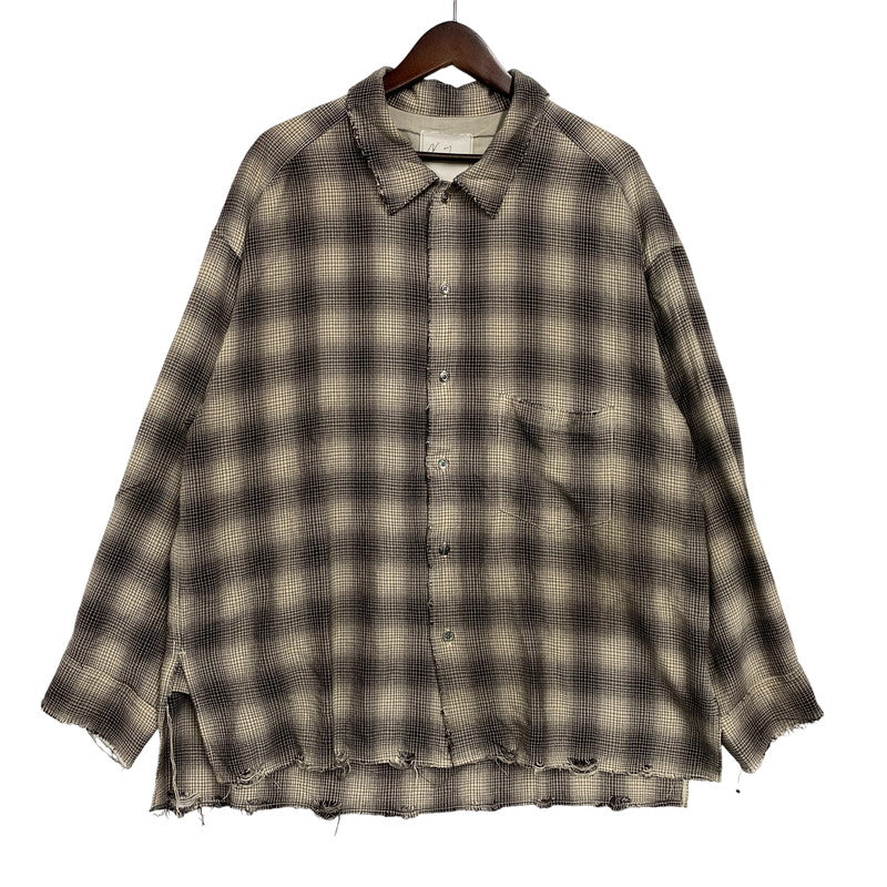 【中古品】【メンズ】 ANCELLM アンセルム ANC-SH61-A OMBRE CHECK SHIRT オンブレ チェック シャツ トップス 140-261027-yn-05-izu サイズ：2 カラー：ブラック×ホワイト系 万代Net店