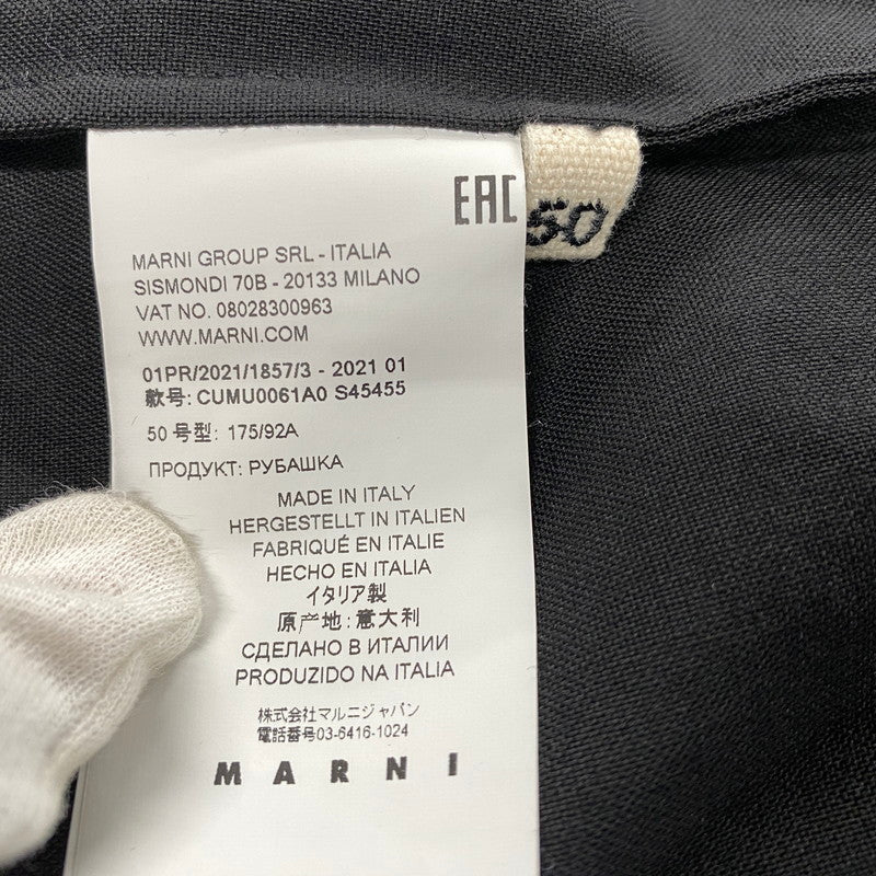 【中古品】【メンズ】 MARNI マルニ CUMU0061A0 21SS WOOL TROPICAL SHIRT ウール トロピカルシャツ トップス 長袖 141-261009-sm-16-izu サイズ：50 カラー：ブラック 万代Net店