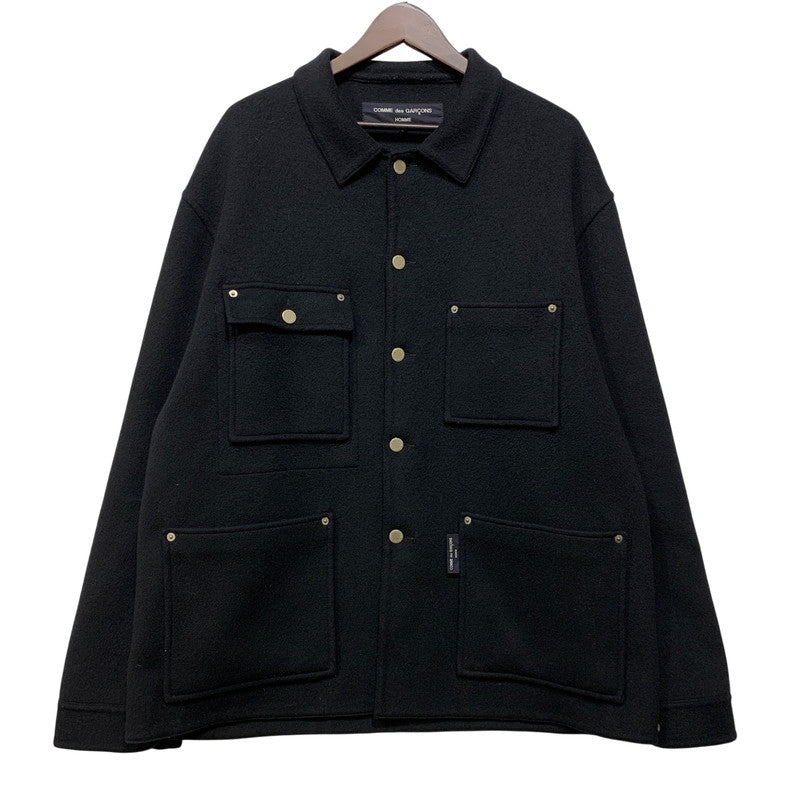 【中古品】【メンズ】 COMME DES GARCONS HOMME コムデギャルソンオム HH-J027 WOOL DOUBLE FACE MELTON JACKET ウール ダブル フェイス メルトン ジャケット アウター 140-261011-kh-01-izu サイズ：L カラー：ブラック 万代Net店